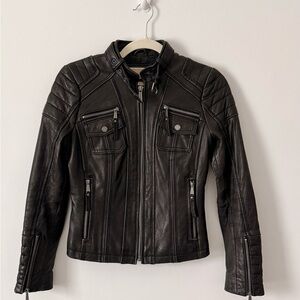 MICHAEL Michael Kors Black Leather Moto Jacket